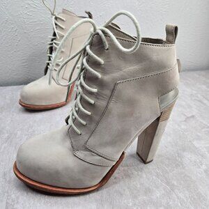Alexander Wang Cutout Lace Up Boots 10.5 Cream High Heel Platform Ankle Booties
